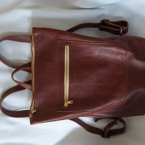 Portland Leather Goods brown leather backpack